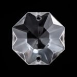 Pandantiv Candelabru cristal, octogon de sticla presata half-cut, 22mm, 2 orificii, transparent ORION - imagine 2