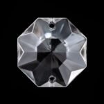 Pandantiv Candelabru cristal, octogon de sticla presata half-cut, 32mm, 2 orificii, transparent ORION - imagine 2