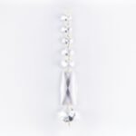 Lant candelabru cristal, 1 piatra oblica și 7 octogoane din sticla presata half cut, transparenta, 230mm ORION