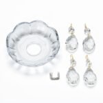 Abajur sticla 2250 Bobeche, cu pandantive, transparent, gaura 27mm, diametru 100mm ORION - imagine 2