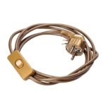 Cablu de alimentare 3x0.75mm cu comutator intermediar, Lungime 310cm (310/90cm), Schuko, finisaj auriu ORION