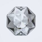 Pandantiv Candelabru cristal, octogon de sticla presata half-cut, 38mm, 2 orificii, transparent ORION