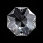 Pandantiv Candelabru cristal, octogon de sticla presata half-cut, 18mm, 2 orificii, transparent ORION - imagine 2