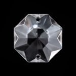 Pandantiv Candelabru cristal, octogon de sticla presata half-cut, 24mm, 2 orificii, transparent ORION - imagine 2