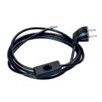 Cablu de alimentare 3x0.75mm cu comutator intermediar, Lungime 310cm (310/90cm), Schuko, finisaj negru ORION