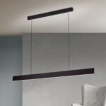 Pendul LED GIDEON, Baza din otel, Abajur din aluminiu cu banda LED lumină în sus și în jos, reglabilă, Negru, 44W/810+1890lm/3000K, Lumina calda, Dimabil, Lungime 146.5cm, Inaltime 150cm IP20 ORION