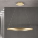 Pendul LED KOLK, Baza din otel, Abajur din aluminiu cu banda LED, Alb, 80W/4500lm/3CCT Lumina calda-neutra-rece, Dimambil, Diametru 80cm, Inaltime 200cm IP20 ORION