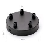 Accesoriu Corp de Iluminat, Baldachin Baza Pentru Pendul cu Niplu de Clemă x 5, Inaltime 25mm, Diametrul 120mm, Metal Negru ORION  5L+Klemmnip 5L+Klemmnippel - imagine 4