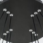 Lampa suspendata LED MANSION, Baza din otel, Nuanta negru mat, 3 inele reglabile cu Abajur policarbon opal LED 126W/10080lm/3000K dimabil, Diametrul 43/63/83cm, Înălţime: 150cm ORION - imagine 5