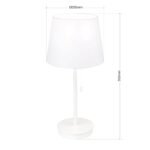 Lampa de masa LUDWIG, Baza soclu metalic alb, port USB integrat, Abajur nuanta alba din stofa, Comutator cu snur de tragere, E27, 40W, Inaltime 50cm ORION - imagine 6