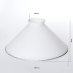 Abajur Conic din Sticlă Groasa Opal, Diametrul 200mm, Înălţime 95mm, Finisaj opal mat cu inel argintiu, Orificiu 42mm ORION - imagine 2