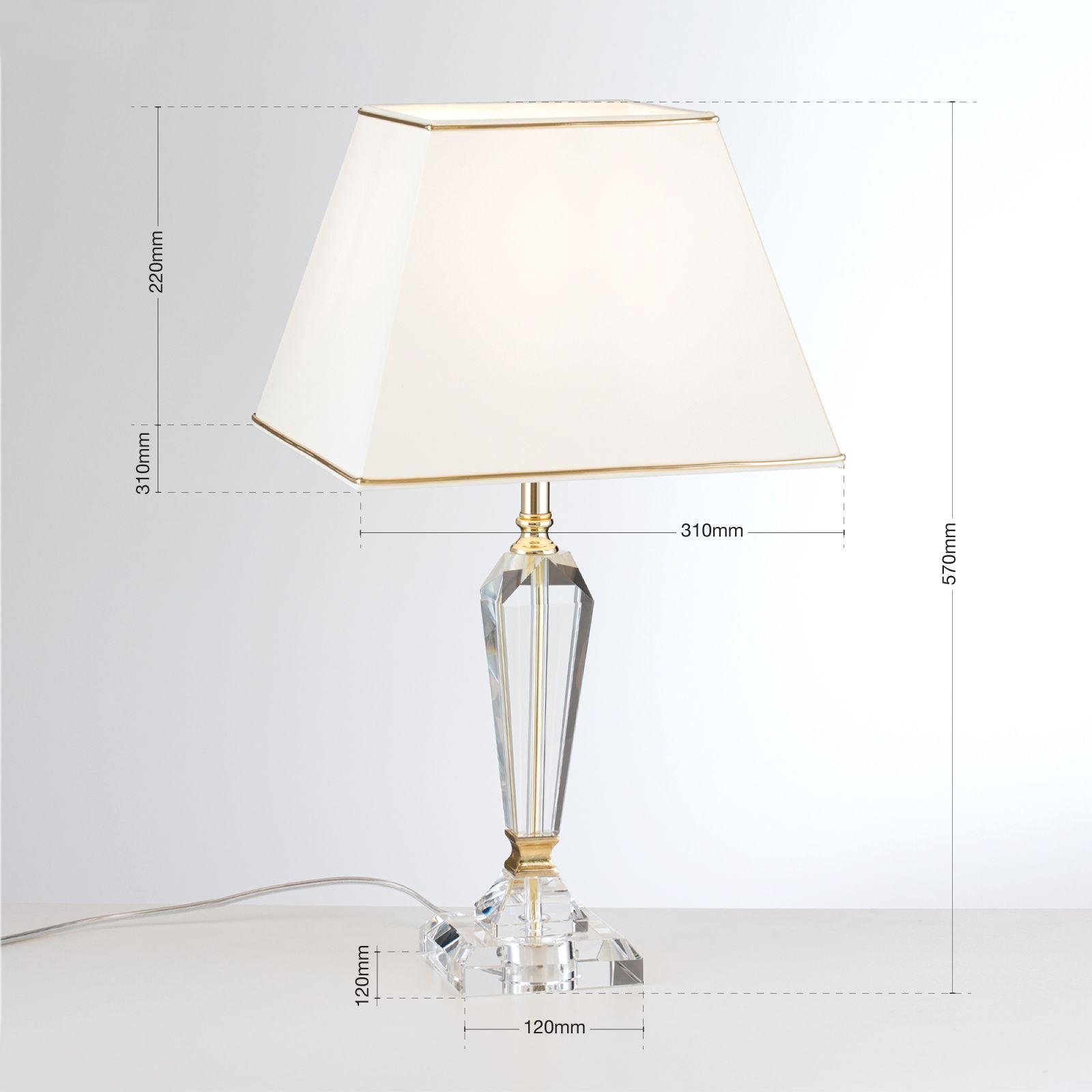 becf175b-373c-485c-810d-dab93fc37985 Lampa de masa VERONIQUE, cu Sticlă de cristal K9 si Abajur Crem-Auriu E27, 60W, Inaltime 57cm ORION - imagine 1
