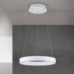 Pendul LED KOLK, Baza din otel, Abajur din aluminiu cu banda LED, Alb, 40W/2500lm/3CCT Lumina calda-neutra-rece, Dimambil, Diametru 40cm, Inaltime 200cm IP20 ORION - imagine 4