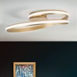 Lampa de Tavan LED CIRCUS, Baza soclu din aluminiu, Nuanta Alamă periată, Abajur policarbon opal LED 30W/1500lm/3000K, Diametru 58cm ORION - imagine 4