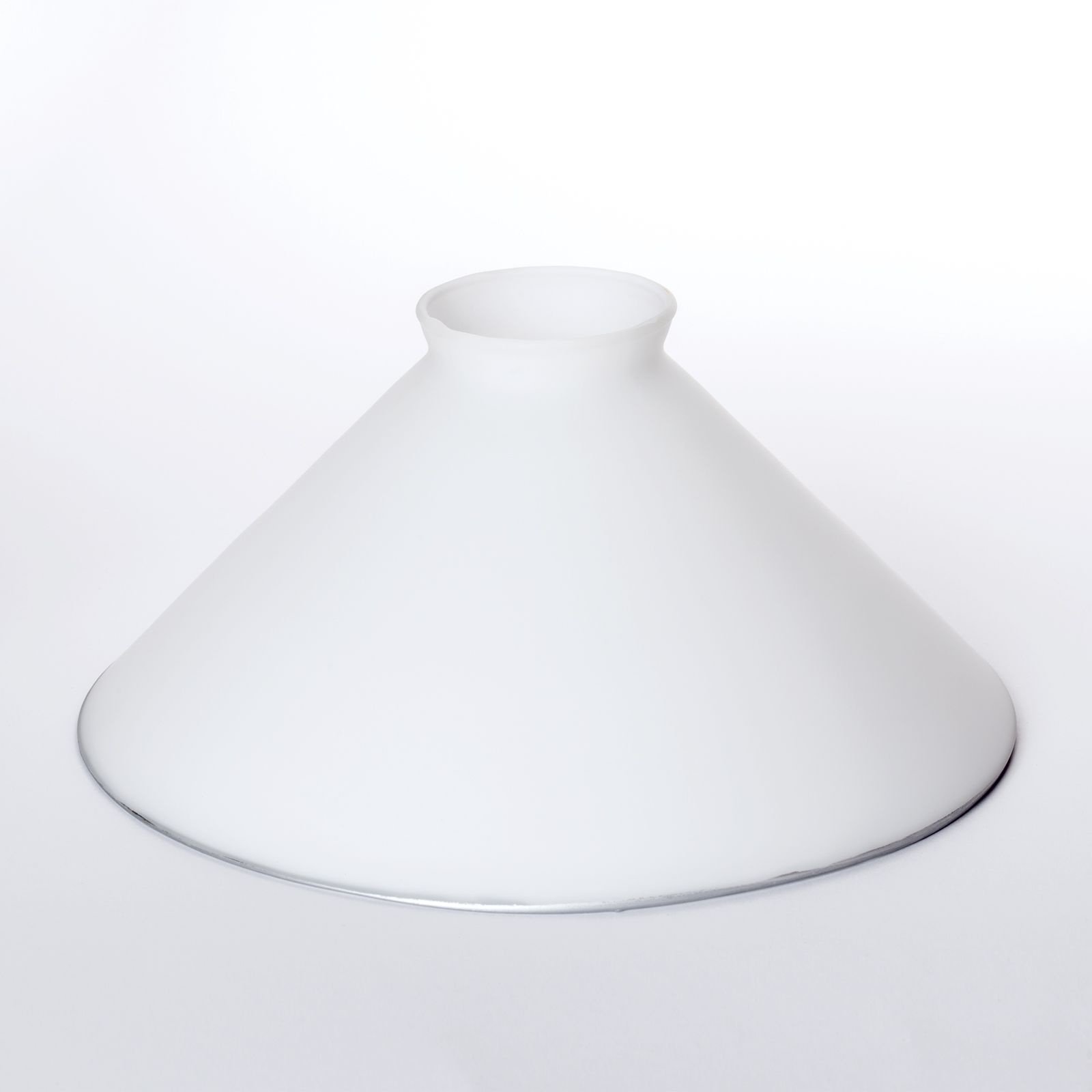 bf9ae1a0-7743-4f3c-909d-467cf01a1a96 Abajur Conic din Sticlă Groasa Opal, Diametrul 200mm, Înălţime 95mm, Finisaj opal mat cu inel argintiu, Orificiu 42mm ORION - imagine 1