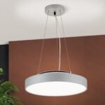 Lampa de Tavan LED SPACE, Baza din aluminiu titan argintiu-mat cu banda LED, 40W/4400lm/3000K Lumina calda, Dimambil, Diametru 43.5cm, Inaltime 150cm IP20 ORION