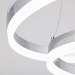 Lampa suspendata LED FLOAT, Baza soclu otel, Nuanta Titan/argintiu-mat, Abajur policarbon opal 2 Inele verticale, Diametru 40/60cm, LED 74W/3850lm/3000K,ORION - imagine 4