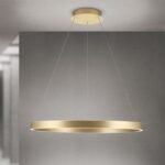 Pendul LED KOLK, Baza din otel, Abajur din aluminiu cu banda LED, Alb, 80W/4500lm/3CCT Lumina calda-neutra-rece, Dimambil, Diametru 80cm, Inaltime 200cm IP20 ORION - imagine 3