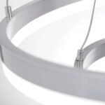 Lampa suspendata LED FLOAT, Baza soclu otel, Nuanta Titan/argintiu-mat, Abajur policarbon opal 2 Inele verticale, Diametru 40/60cm, LED 74W/3850lm/3000K,ORION - imagine 5
