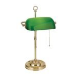 Lampa de masa HARVARD, Baza soclu alama solida, Nuanta alama lucioasa, Abajur de sticlă verde pivotant și reglabil pe înălțime, Comutator cu snur de tragere, E27, 60W, Inaltime 53cm ORION - imagine 2