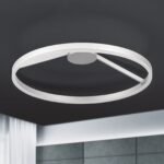 Lampa de Tavan LED FLOAT, Baza soclu otel, Nuanta Titan/argintiu-mat, Abajur policarbon opal, LED 42W/2730lm/3000K, Diametru 60cm ORION - imagine 3