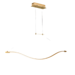Pendul LED DONNA, Baza din otel, Abajur din policarbon cu banda LED , reglabilă, Auriu, 18W/1750lm/3000K, Lumina calda, Dimabil, Lungime 115cm, Inaltime 145cm IP20 ORION - imagine 2
