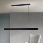 Pendul LED GIDEON, Baza din otel, Abajur din aluminiu cu banda LED lumină în sus și în jos, reglabilă, Negru, 44W/810+1890lm/3000K, Lumina calda, Dimabil, Lungime 146.5cm, Inaltime 150cm IP20 ORION - imagine 3