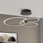 Lampa de Tavan LED CHARLOTTE, Baza din otel, Nuanta Negru-auriu, Abajur policarbon opal LED LED41W/1700lm3000K, Lungime: 68cm, Lăţime: 59cm, Înălţime: 26cm ORION