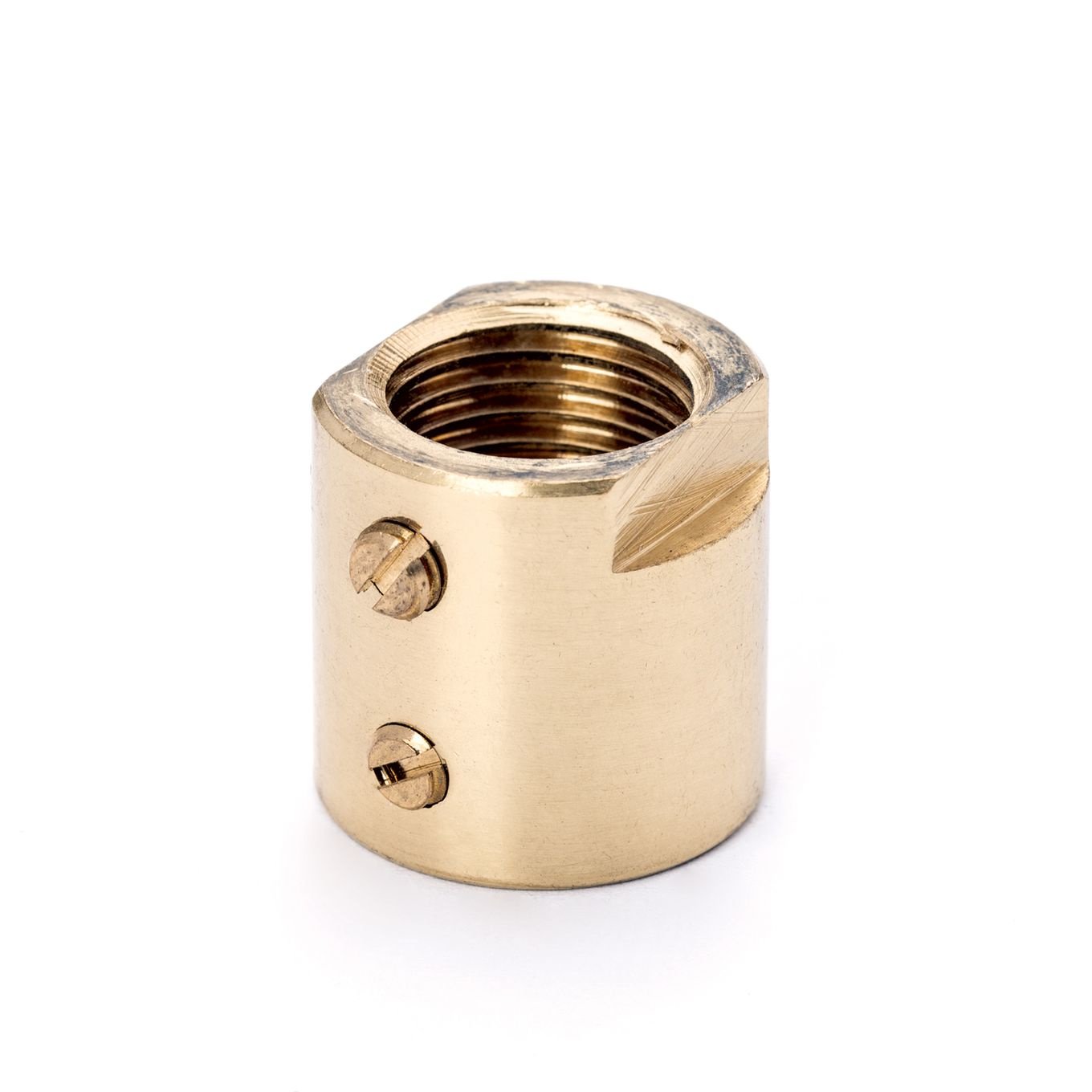 e0202ca7-df84-4e10-8d5c-aa16afb2fcac Manson cu șuruburi de reglare, pentru Suspensie, cu filet 1/4", Ø 18mm, Lungime 18mm, Alama Antica ORION - imagine 1