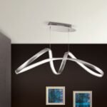Lampa suspendata LED CIRCUS, Baza din aluminiu, Nuanta Crom satinat, Abajur policarbon opal LED 36W/1800lm/3000K, Lungime: 85cm, Lăţime: 29cm, Înălţime: 150cm ORION