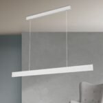 Pendul LED GIDEON, Baza din otel, Abajur din aluminiu cu banda LED lumină în sus și în jos, reglabilă, albă, 44W/810+1890lm/3000K, Lumina calda, Dimabil, Lungime 146.5cm, Inaltime 150cm IP20 ORION