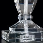 Lampa de masa POKAL, cu Sticlă de cristal K9 si Abajur Alb-Crom, E27, 60W, Inaltime 70cm ORION - imagine 3