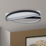 Lampa de tavan LED OLGA, Baza din aluminiu, Nuanta negru-alb, Abajur policarbon opal LED 28W/1400lm/3000K dimabil, Diametrul 43.5cm, Înălţime 8cm ORION - imagine 4