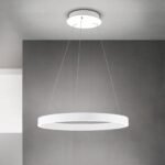 Pendul LED KOLK, Baza din otel, Abajur din aluminiu cu banda LED, Alb, 60W/3400lm/3CCT Lumina calda-neutra-rece, Dimambil, Diametru 60cm, Inaltime 200cm IP20 ORION - imagine 4