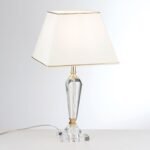 Lampa de masa VERONIQUE, cu Sticlă de cristal K9 si Abajur Crem-Auriu E27, 60W, Inaltime 57cm ORION - imagine 2