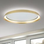 Plafoniera LED MANTA, Baza din fier, Nuanta auriu mat, Abajur cu banda LED 50W/2700lm/3CCT Lumina calda-neutra-rece, Dimambil, Diametrul 60cm, Inaltime 7cm IP20 ORION