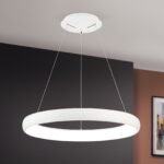 Lampa suspendata LED VENUS, Baza soclu Aluminiu, Alb, Abajur policarbon opal, LED 50W/2750lm/3000K, Diametru 61cm, Inaltime 150cm ORION - imagine 3