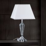 Lampa de masa VERONIQUE, cu Sticlă de cristal K9 si Abajur Alb-Crom E27, 60W, Inaltime 57cm ORION - imagine 3