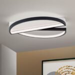 Lampa de tavan LED OLGA, Baza din aluminiu, Nuanta negru-alb, Abajur policarbon opal LED 28W/1400lm/3000K dimabil, Diametrul 43.5cm, Înălţime 8cm ORION - imagine 3