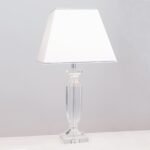 Lampa de masa POKAL, cu Sticlă de cristal K9 si Abajur Alb-Crom, E27, 60W, Inaltime 70cm ORION - imagine 2