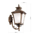 Aplica pentru exterior Aiko AL 11-1138/1 PAT AUFW E271x 60W Cadru metal alama patinata, cu abajur din sticla opal IP23 Latime 23cm, Adancime 47cm, Inaltime 29cm ORION - imagine 2