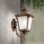 Aplica pentru exterior Aiko AL 11-1138/1 PAT AUFW E271x 60W Cadru metal alama patinata, cu abajur din sticla opal IP23 Latime 23cm, Adancime 47cm, Inaltime 29cm ORION - imagine 4
