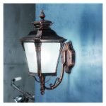 Aplica pentru exterior Aiko AL 11-1138/1 PAT AUFW E271x 60W Cadru metal alama patinata, cu abajur din sticla opal IP23 Latime 23cm, Adancime 47cm, Inaltime 29cm ORION - imagine 3