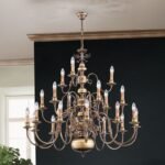 Candelabru FLAMISCH cu Lant din alama masiva patinata Stilluster cu Vultur LU 1239/12+6+3 PATINA M.A. si 21 de Brate E14 12+6+3x40W Imitatie Lumanari Inaltime 96cm + suspensie 70cm, diametru 106cm ORION - imagine 3