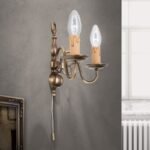 Aplica Stilluster FLAMISCH cu 2 brateWA 2-423/2 PATINA, lucrata manual din alama masiva patinata Soclu E14 2x40W Imitatie Lumanari  cu Intrerupator Snur ORION - imagine 3