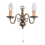 Aplica Stilluster FLAMISCH cu 2 brateWA 2-423/2 PATINA, lucrata manual din alama masiva patinata Soclu E14 2x40W Imitatie Lumanari  cu Intrerupator Snur ORION - imagine 7