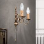 Aplica Stilluster FLAMISCH cu 2 brateWA 2-423/2 PATINA, lucrata manual din alama masiva patinata Soclu E14 2x40W Imitatie Lumanari  cu Intrerupator Snur ORION - imagine 6