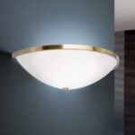 Aplica Perete Stil Clasic AIDA WA 2-1212/1 PATINA E14 1x40W cu abajur din sticla opal dispus pe un inel metalic finisat din alama patinata ORION