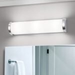 Aplica de Perete/Oglinda Baie TEA SOFF 3-460/3 CHROM G9 3x40W Abajur Sticla Dreptunghi Matt cu Capace Laterale Chrom ORION