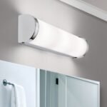 Aplica de Perete/Oglinda Baie TEA SOFF 3-460/3 CHROM G9 3x40W Abajur Sticla Dreptunghi Matt cu Capace Laterale Chrom ORION - imagine 3